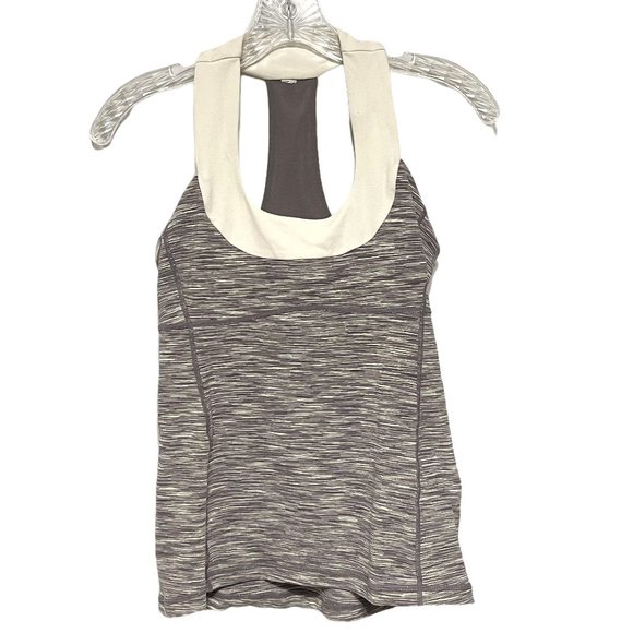 Lululemon Size 6 Grey White Space Dye Racerback Athletic Tank Top - Picture 2 of 5